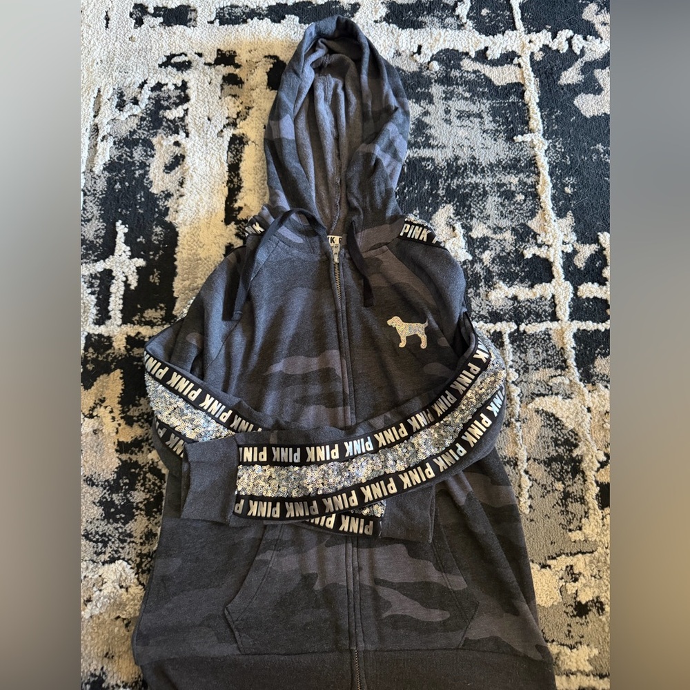 PINK Victoria's Secret Gray Camo Hoodie